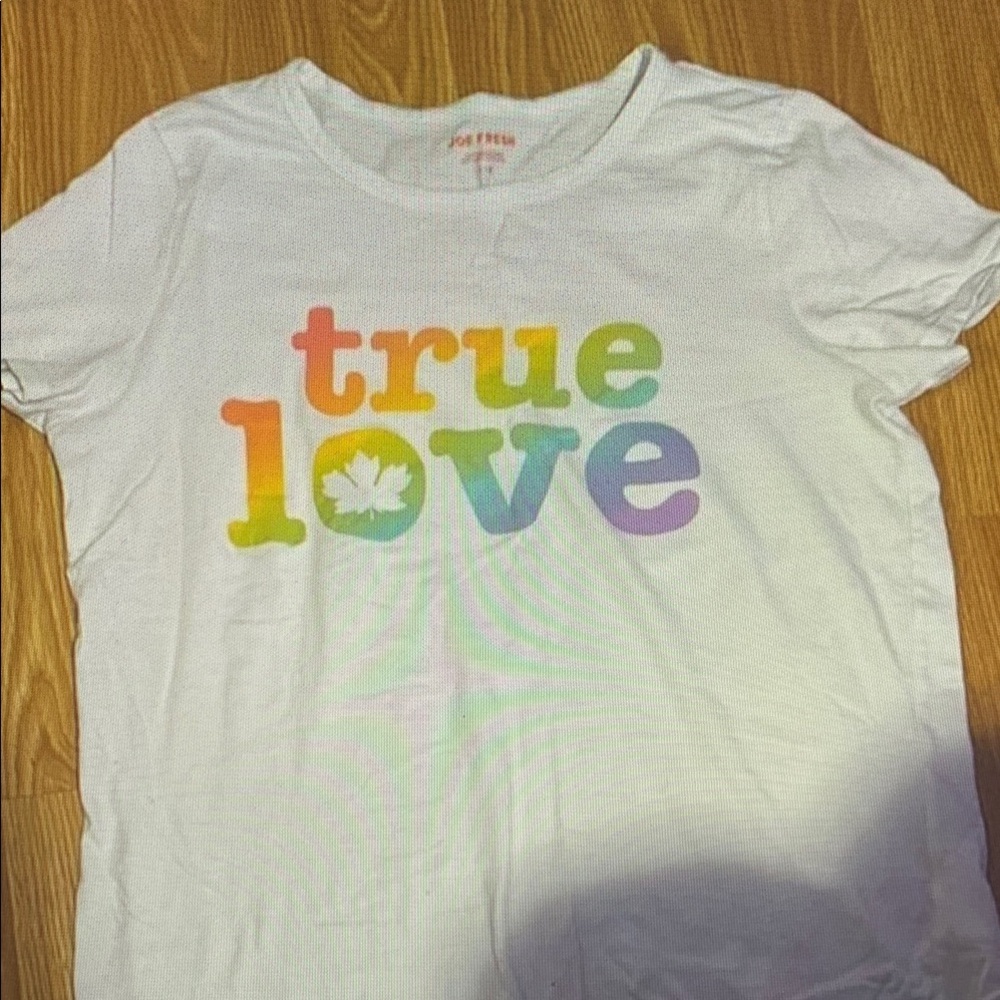 Joe Fresh White Shirt with Multicolor 'True Love' Print